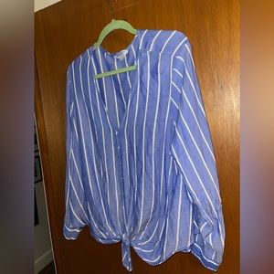 Blue blouse with white stripes